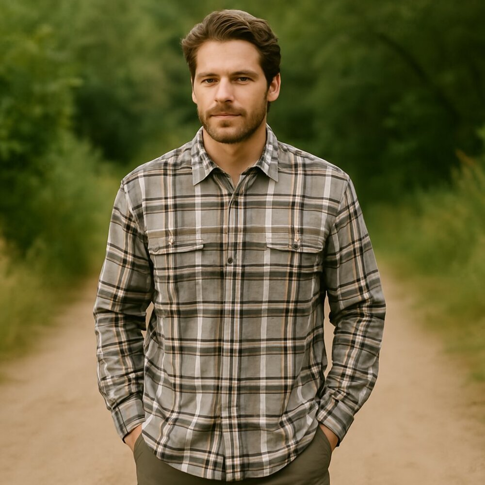 Eddie Bauer Men's Plaid Classic Button Down Shirt Outdoor Grunge Sz M